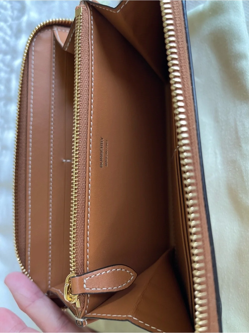Burberry Brown Leather Zip Wallet with Exterior Card Slot
